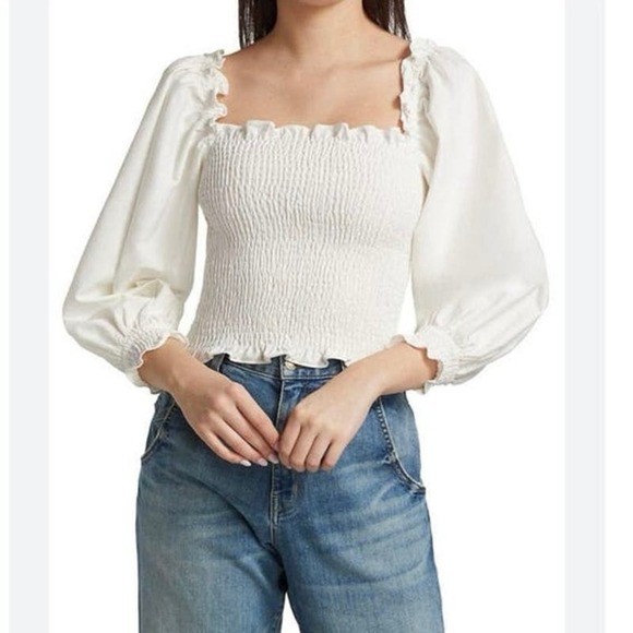 Something Navy Tops - Something Navy Smocked Cotton Top